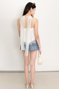 Liara Lace Trim Top With Sash in White