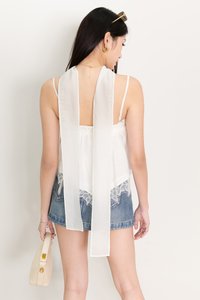 Liara Lace Trim Top With Sash in White