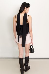 Liara Lace Trim Top With Sash in Black