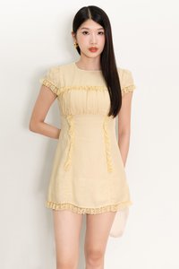 Sandre Sleeved Romper Dress in Yellow