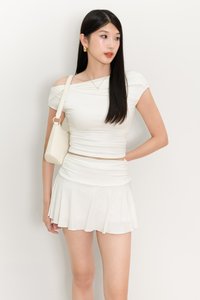 Cleo Co-ord One Shoulder Set in White