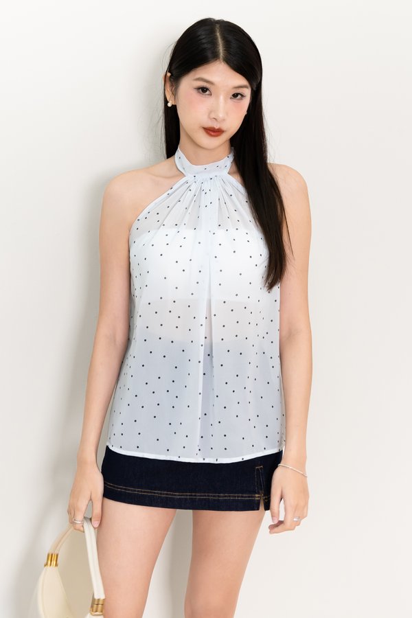 Demi Dotted Halter Top Set in Light Blue