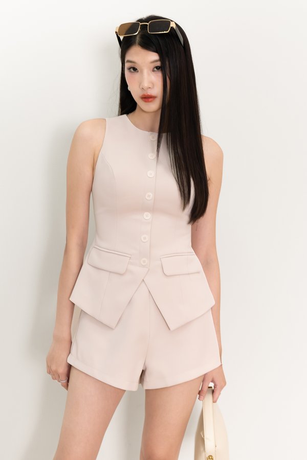 Corie Co-ord Flare Shorts in Nude Blush