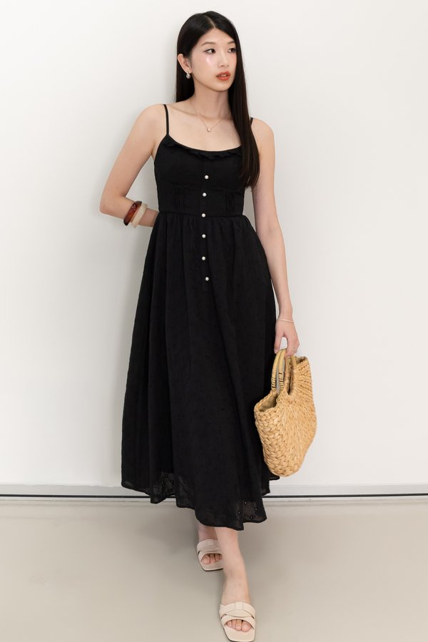 Erin Eyelet Midaxi in Black