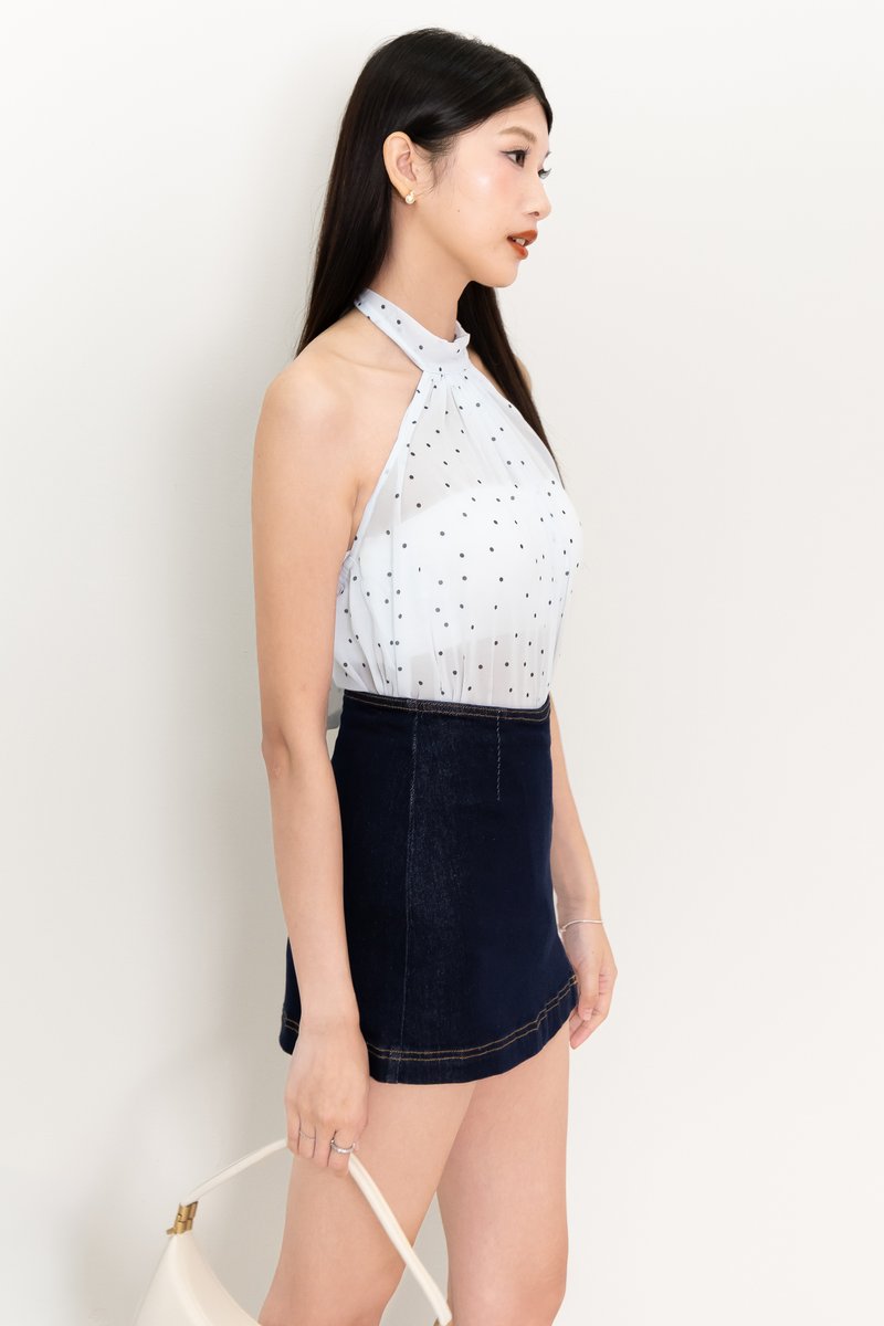 Delia Denim Skorts in Dark Wash