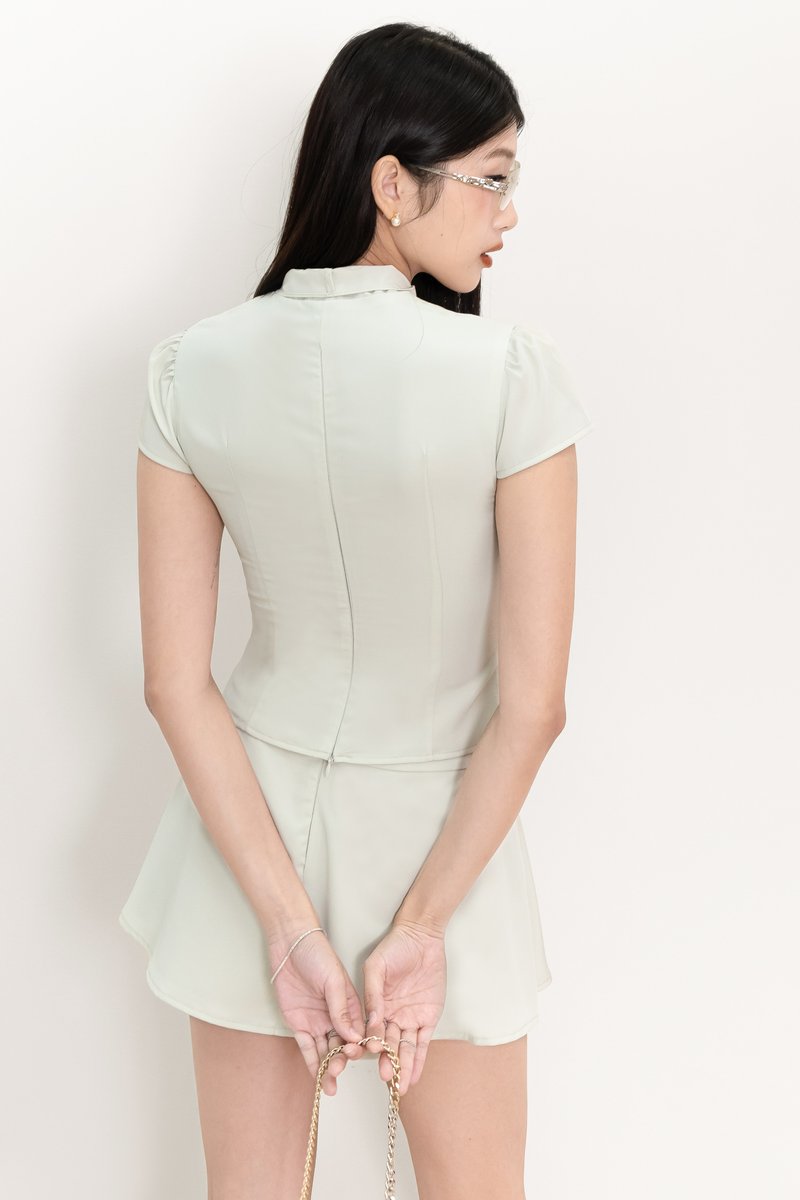 Claudia Co-ord Top in Light Pale Mint