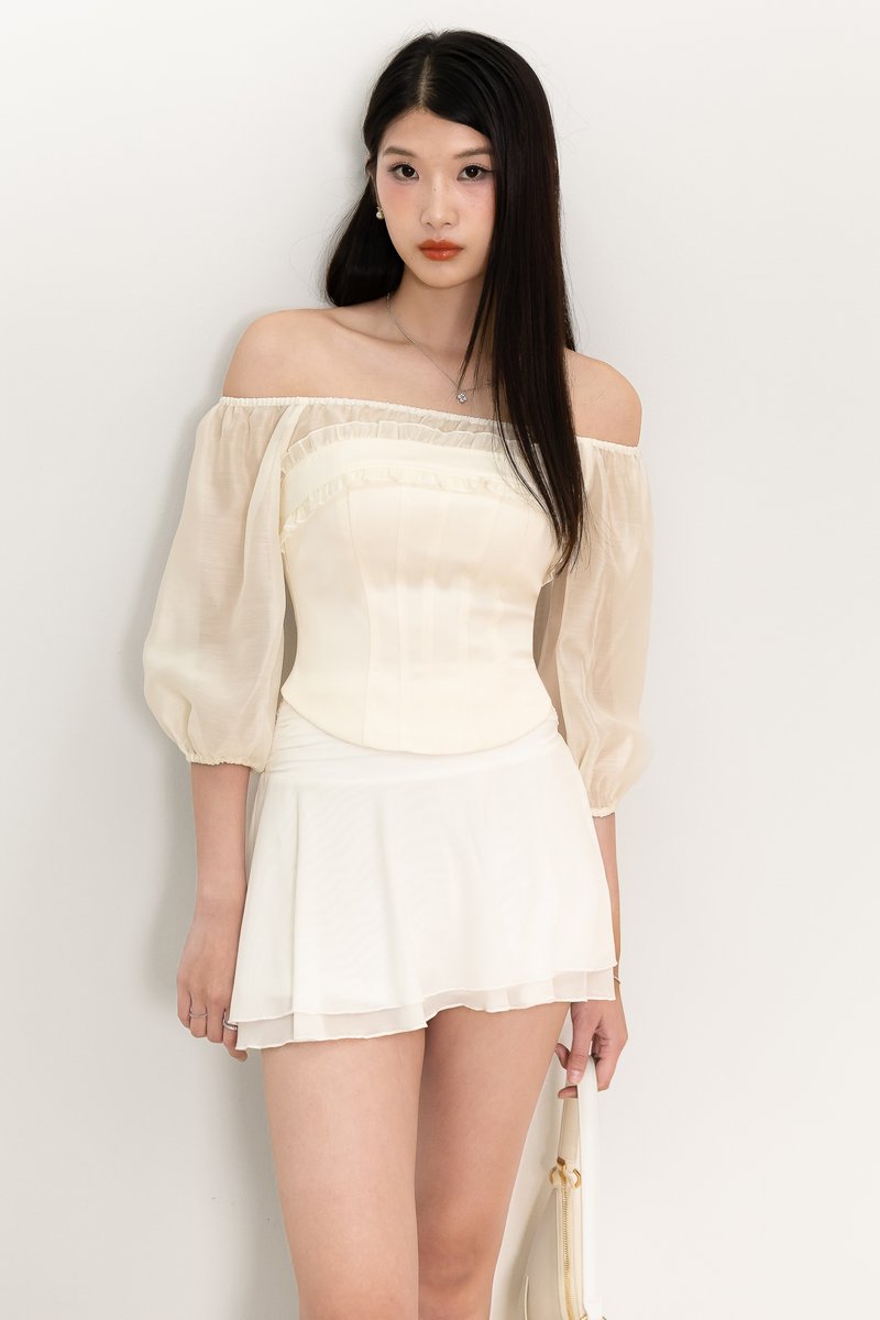 Oli Off-shoulder Corset Top in Pale Yellow