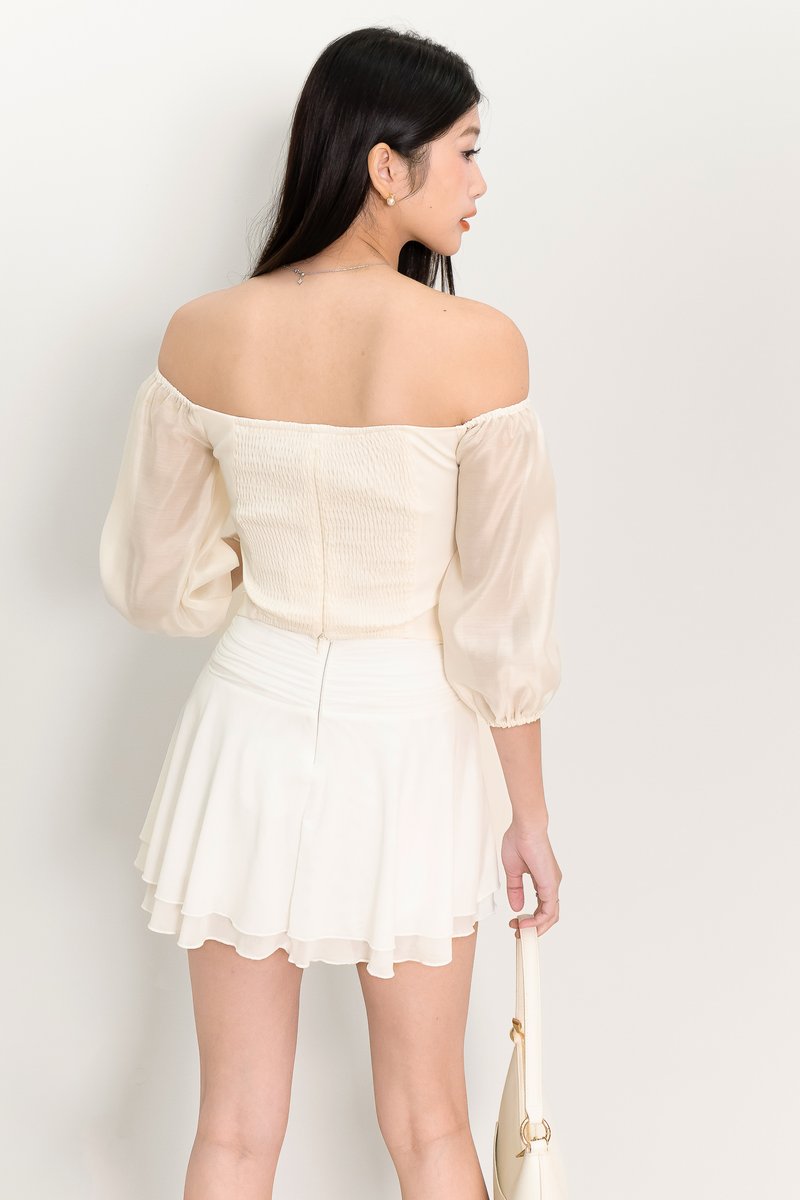 Oli Off-shoulder Corset Top in Pale Yellow