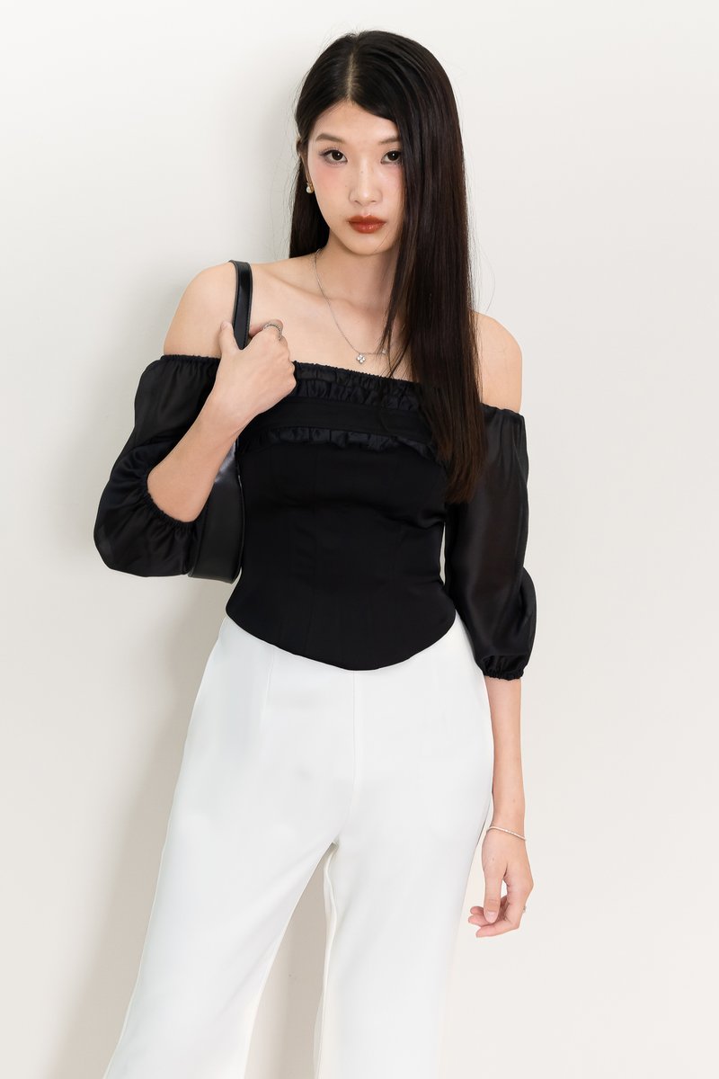 Oli Off-shoulder Corset Top in Black