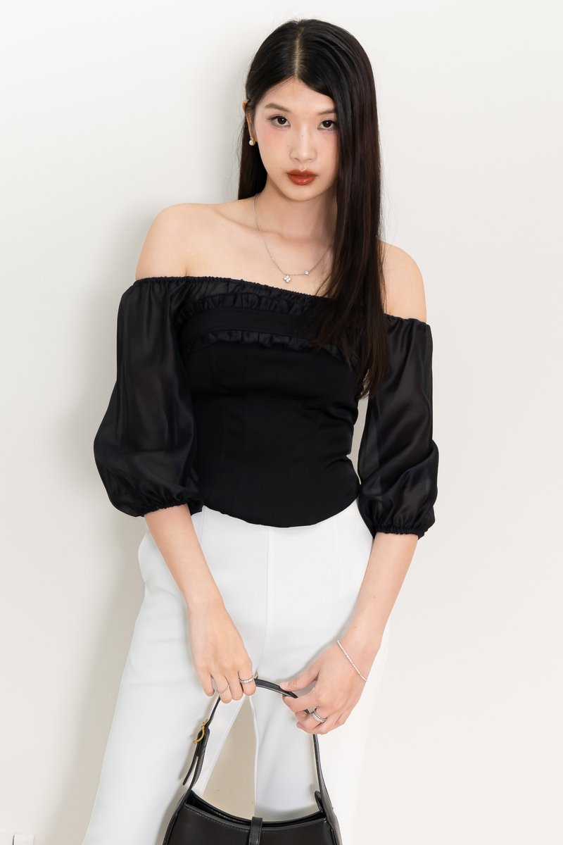 Oli Off-shoulder Corset Top in Black