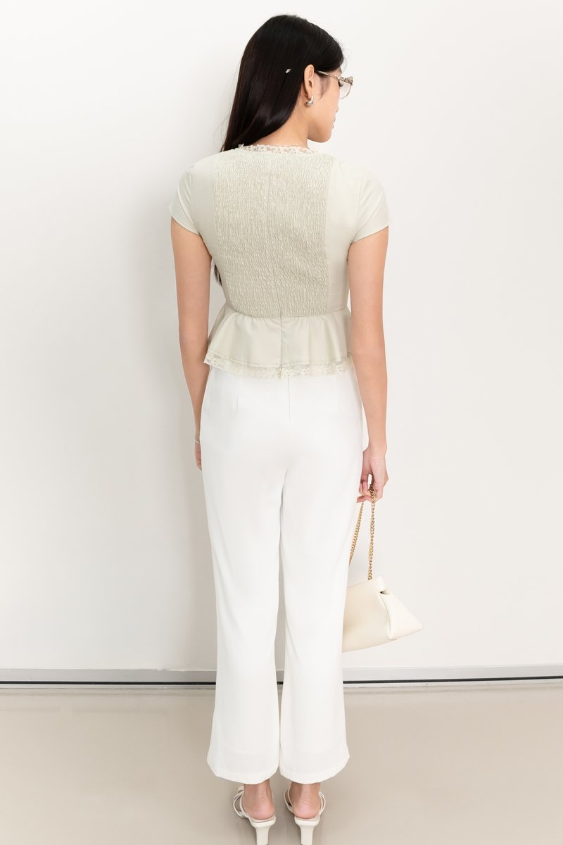 Parker Peplum Sleeved Top in Light Soft Mint