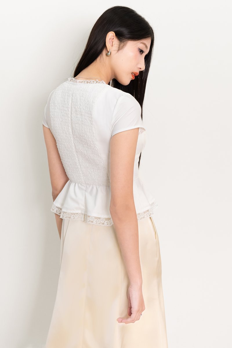 Parker Peplum Sleeved Top in White