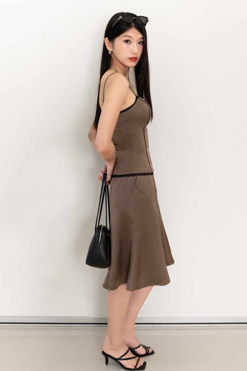 Cedra Co-ord Midi Skirt in Etoupe