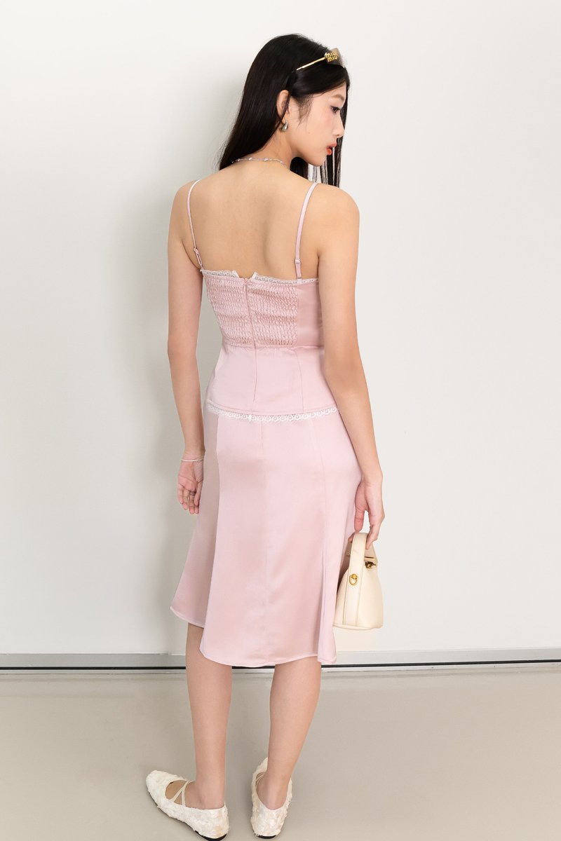 Cedra Co-ord Midi Skirt in Pink