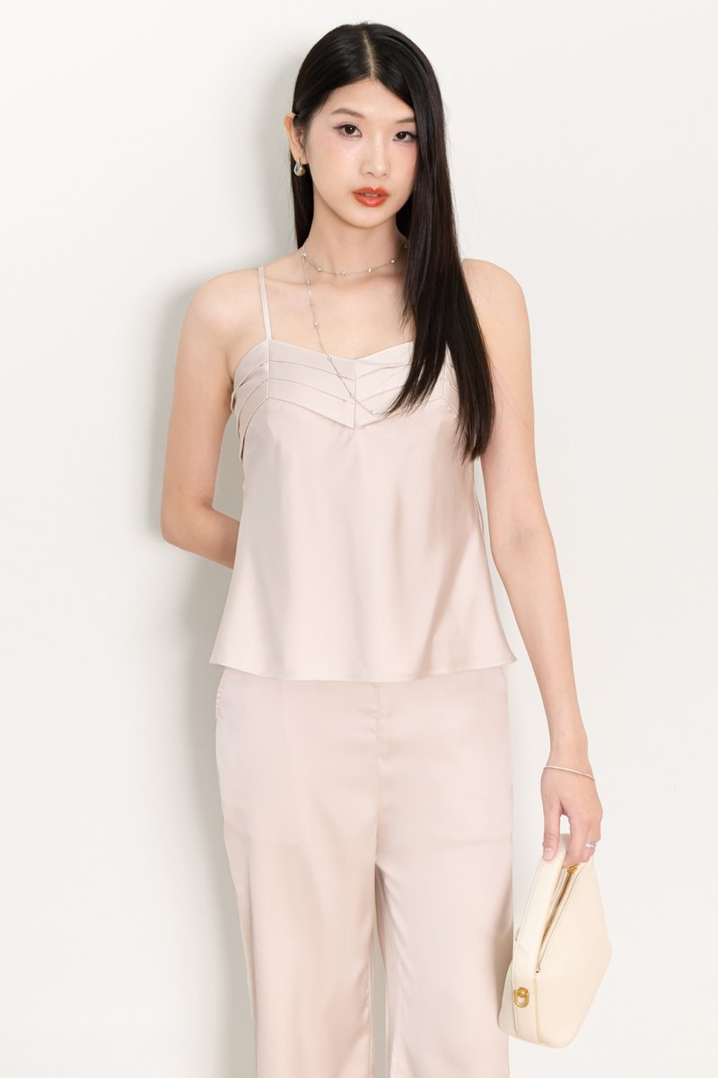 Cassine Co-ord Padded Top in Light Champagne Pink