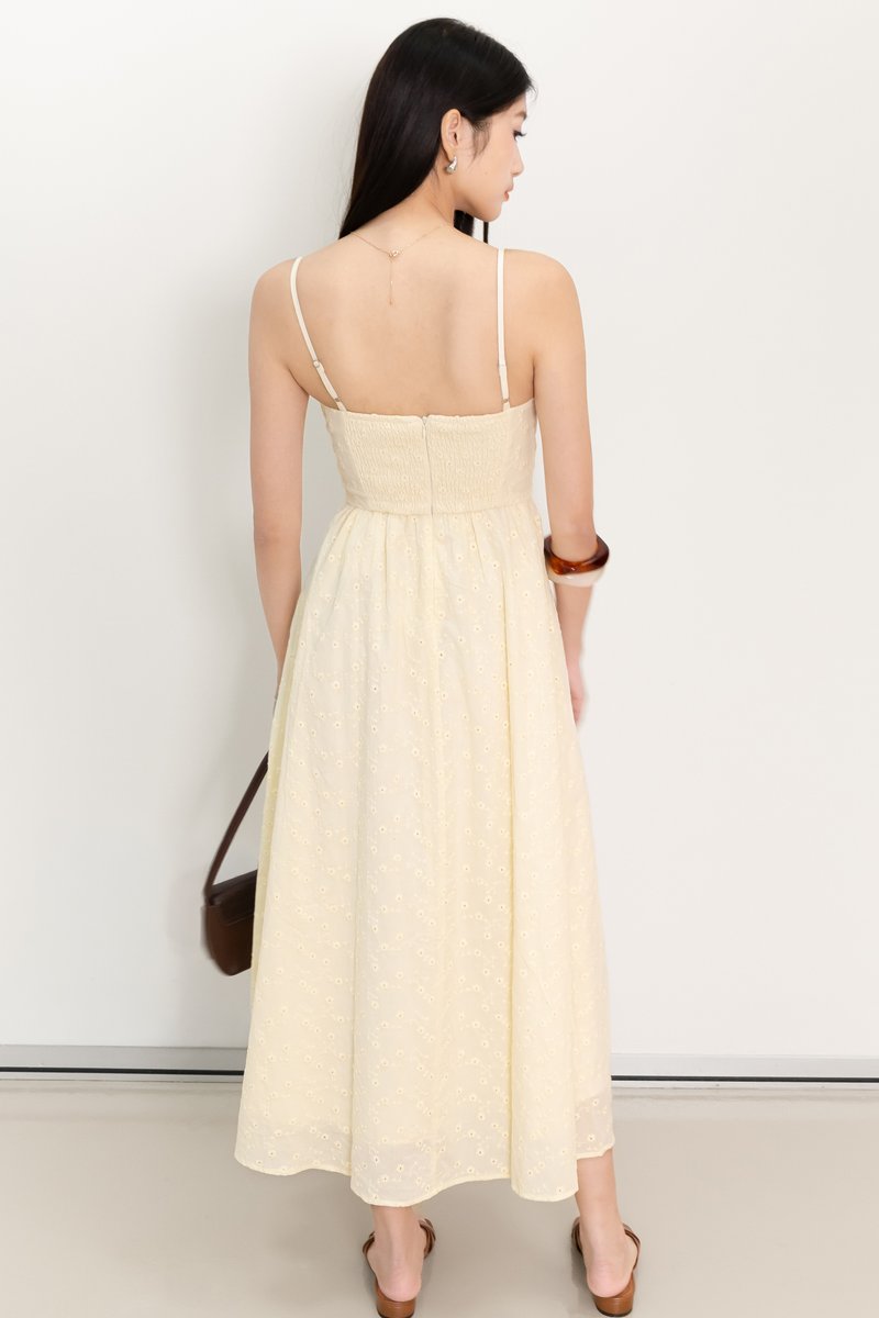Erin Eyelet Midaxi in Pastel Yellow