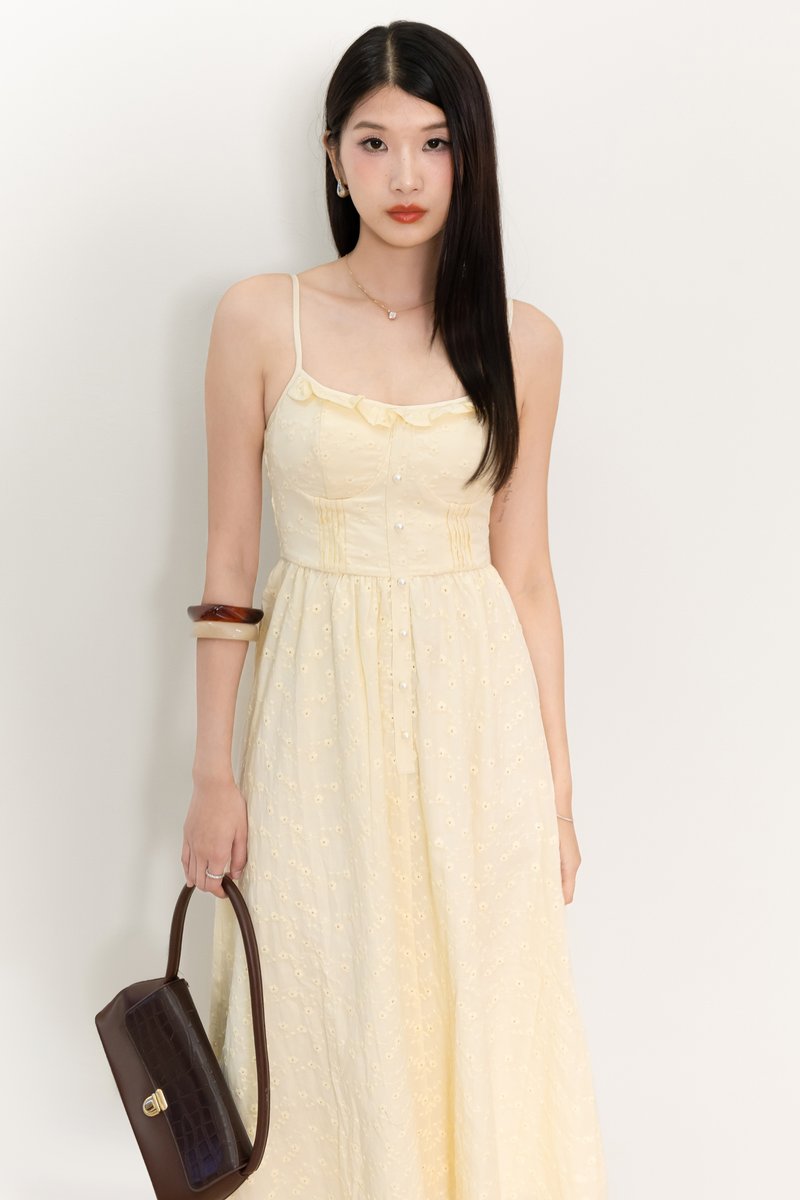 Erin Eyelet Midaxi in Pastel Yellow