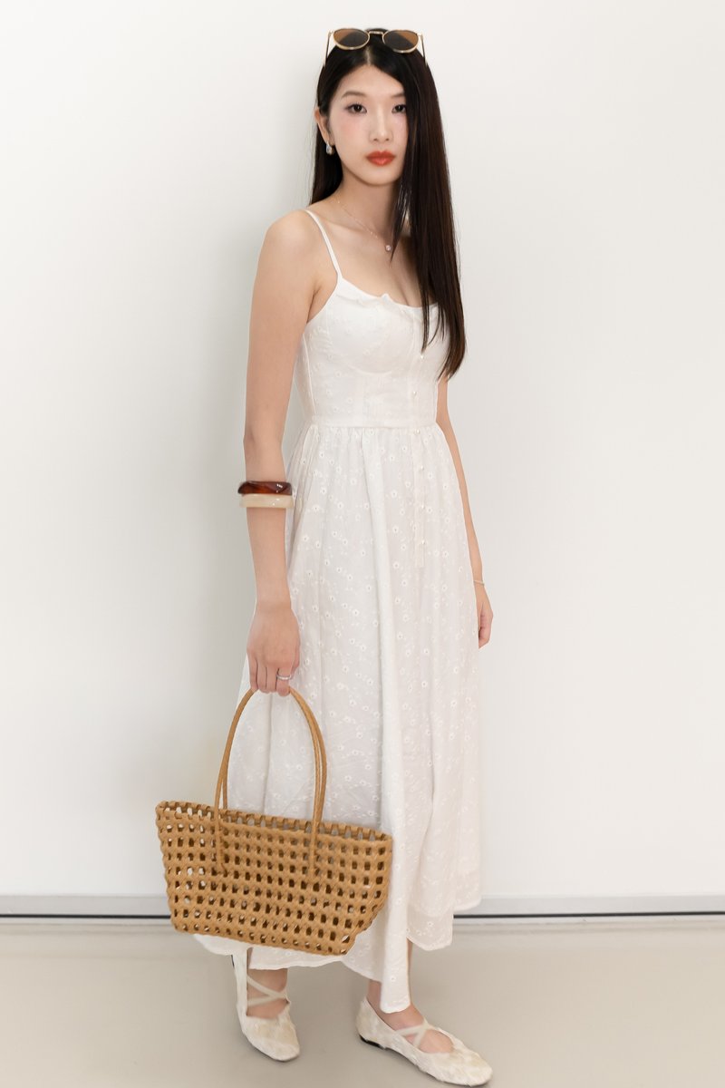 Erin Eyelet Midaxi in White