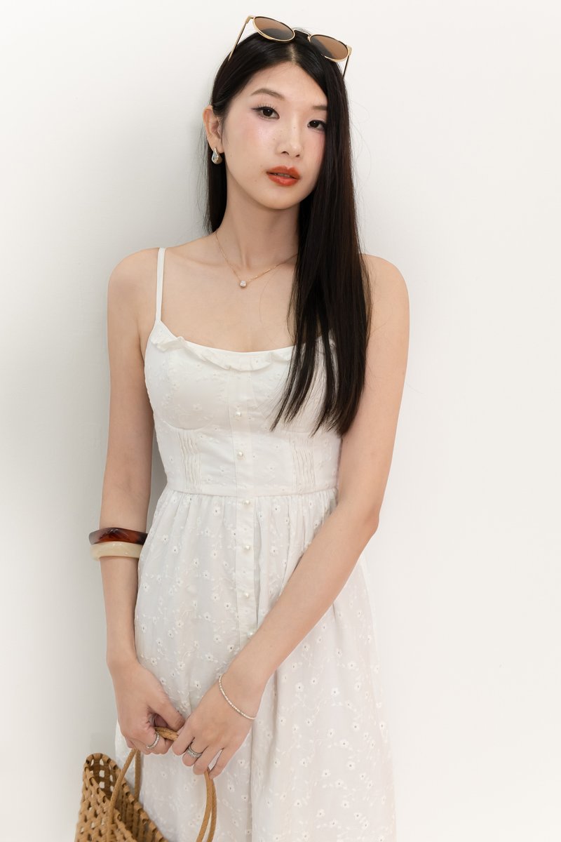 Erin Eyelet Midaxi in White