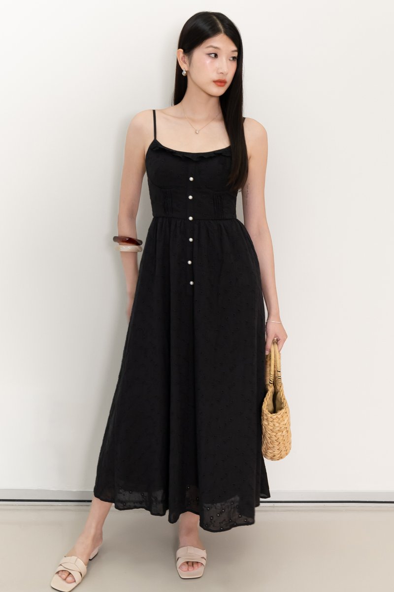 Erin Eyelet Midaxi in Black