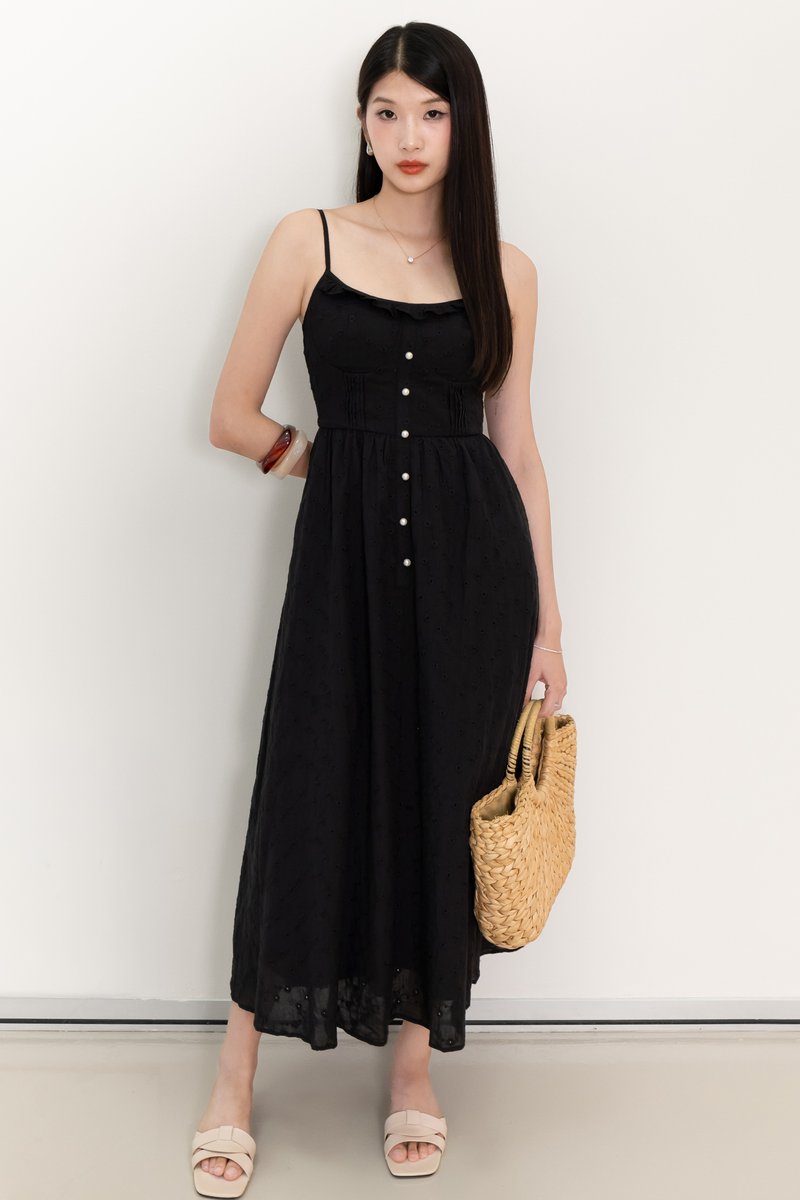 Erin Eyelet Midaxi in Black
