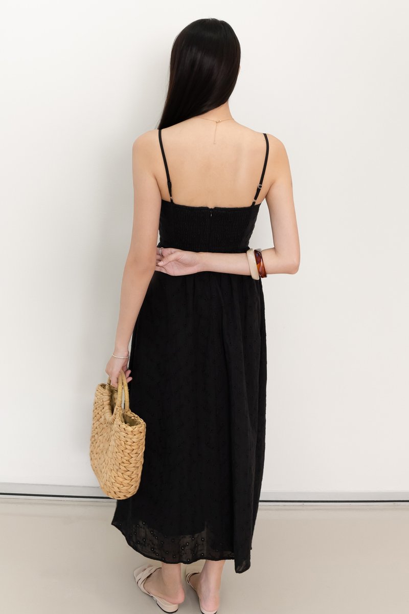 Erin Eyelet Midaxi in Black