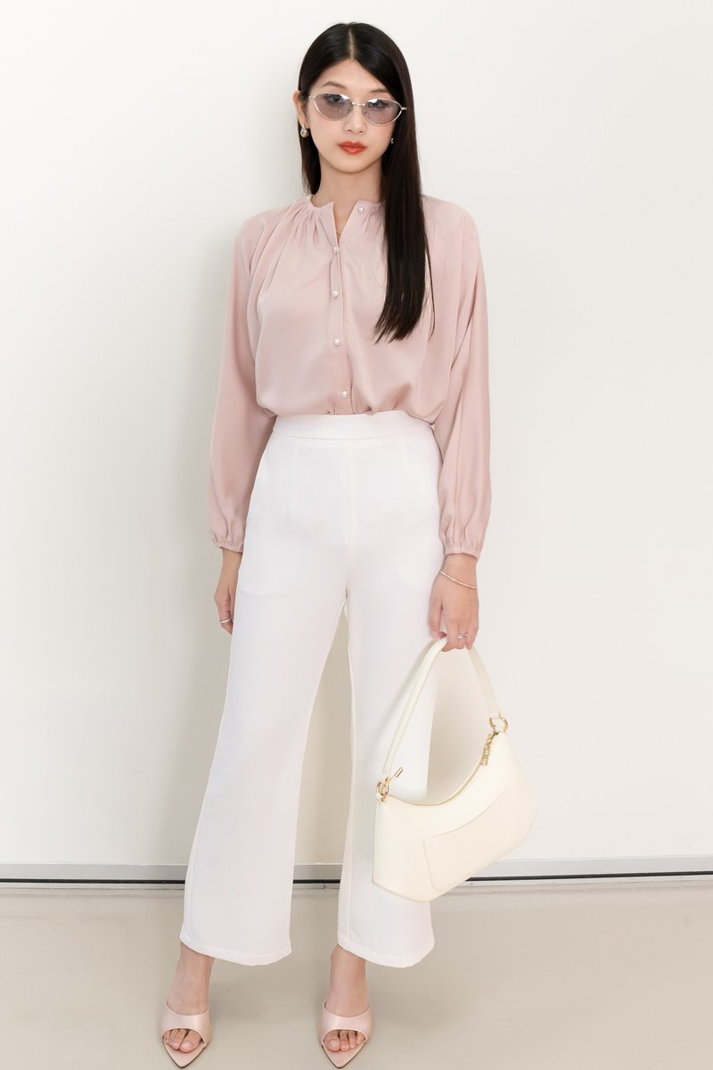 PREORDER | Phoebe Pearl Button Blouse in Pink