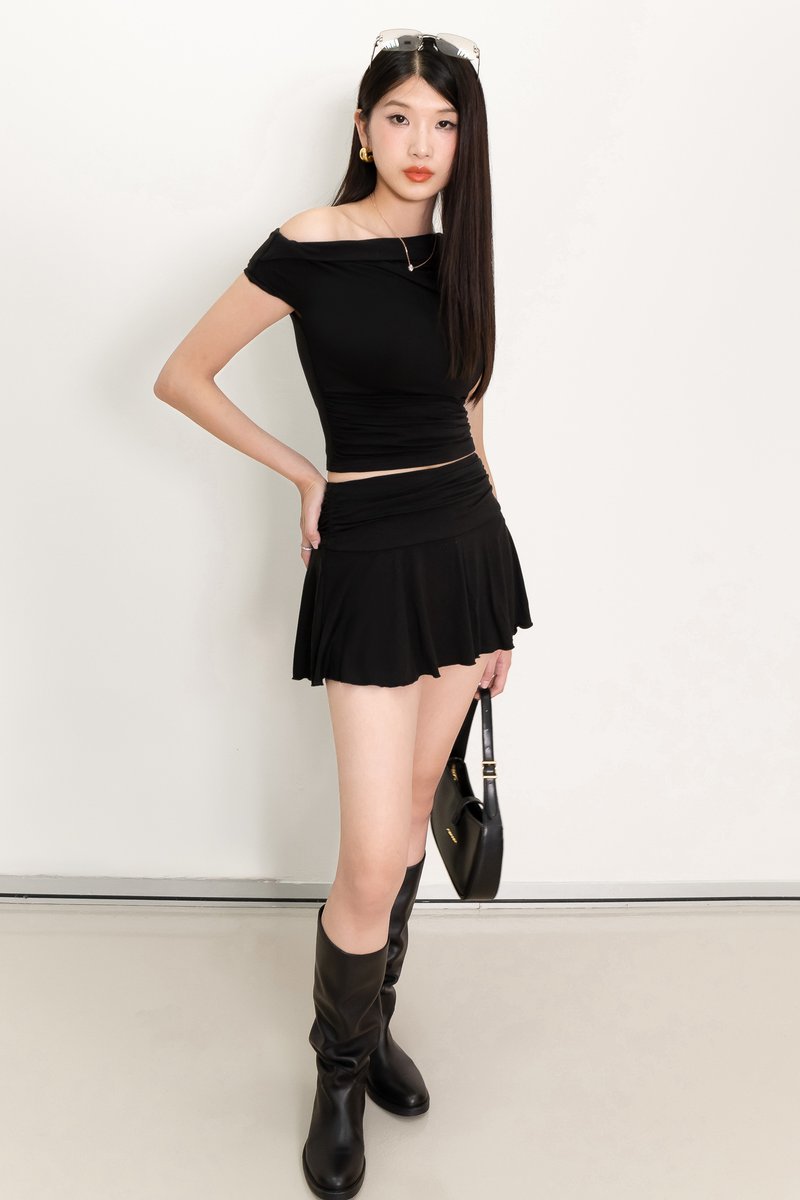 Cleo Co-ord One Shoulder Top in Black