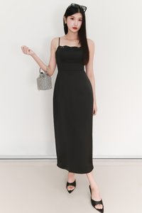 EVENT EXCLUSIVE | Leanda Lace Trim Midaxi Dress in Black