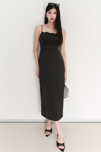 EVENT EXCLUSIVE | Leanda Lace Trim Midaxi Dress in Black