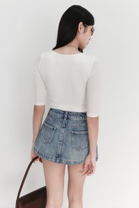 EVENT EXCLUSIVE | Deyrin Denim Skorts in Mid Wash