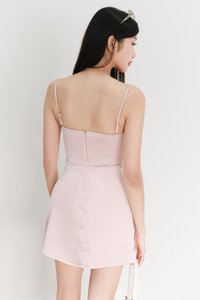 Leanne Lace Trim Romper Dress in Light Pink