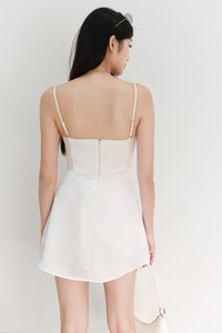 Leanne Lace Trim Romper Dress in White