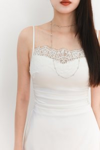 Leanne Lace Trim Romper Dress in White