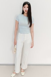 EVENT EXCLUSIVE | Sam Straight Cut Cuffed Hem Denim Jeans in White