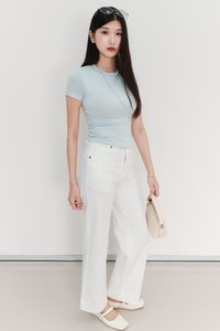 EVENT EXCLUSIVE | Sam Straight Cut Cuffed Hem Denim Jeans in White
