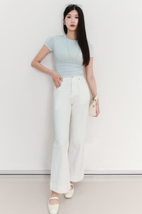 EVENT EXCLUSIVE | Sam Straight Cut Cuffed Hem Denim Jeans in White