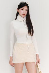 Hudsie High Neck Sleeved Top in White