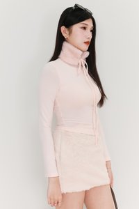 Hudsie High Neck Sleeved Top in Light Pink