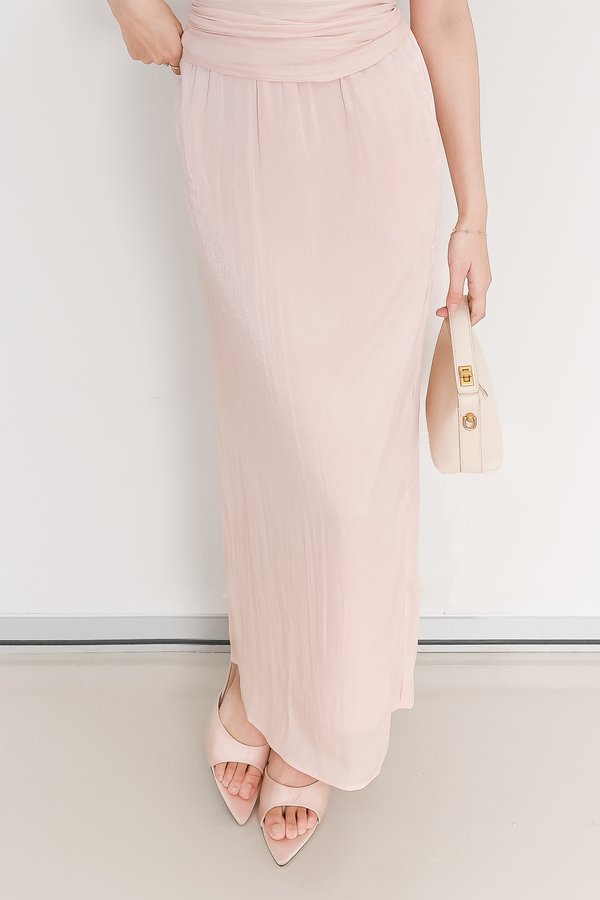 Taeci Textured Co-ord Midaxi Skirt in Light Pink