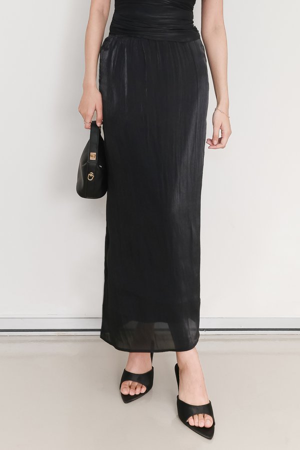 Taeci Textured Co-ord Midaxi Skirt in Black