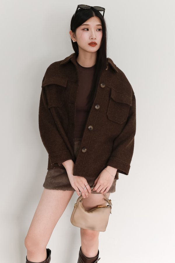 Wyonie Wool Jacket in Dark Brown