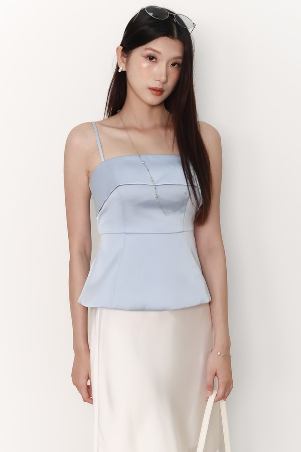 Paige Peplum Top in Light Blue