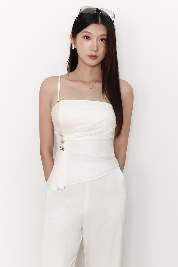 Clarice Co-ord Ruched Top in White