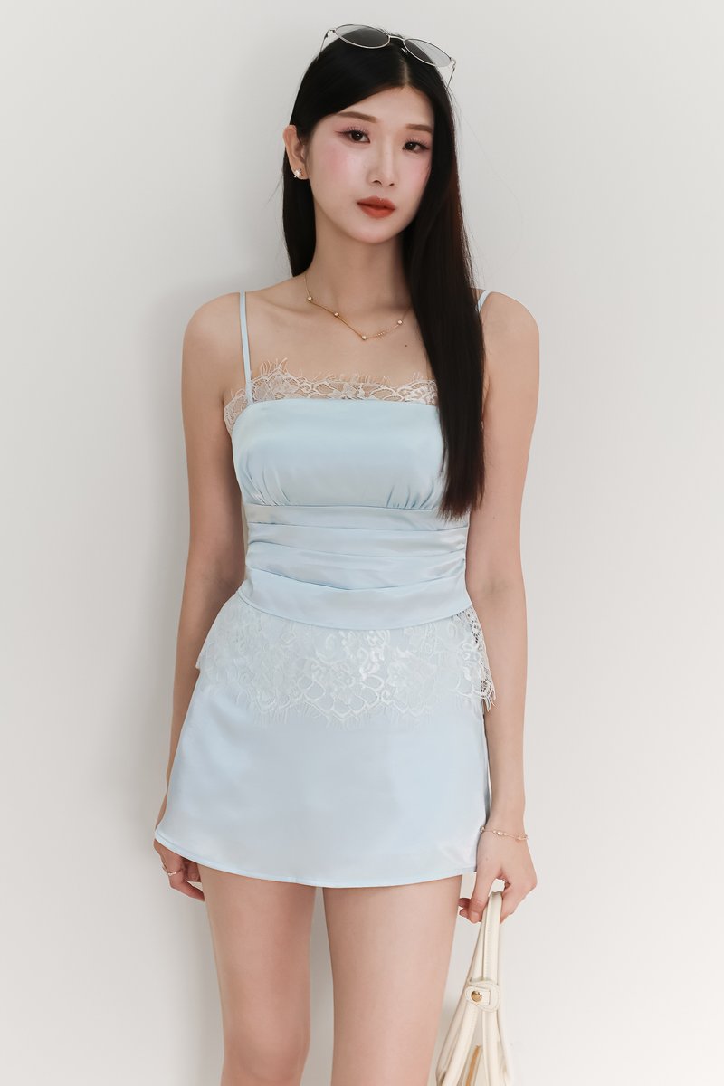 EVENT EXCLUSIVE | Serryn Satin Sleeveless Co-ord Set in Light Blue