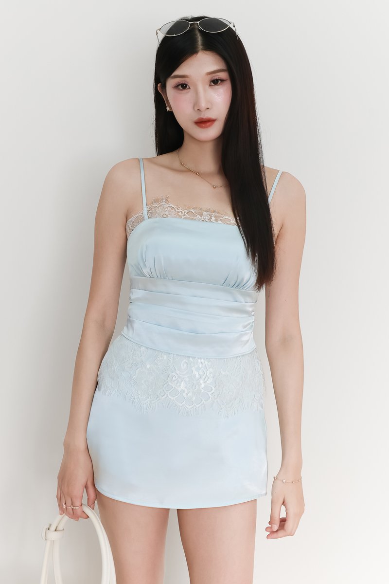 EVENT EXCLUSIVE | Serryn Satin Sleeveless Co-ord Set in Light Blue