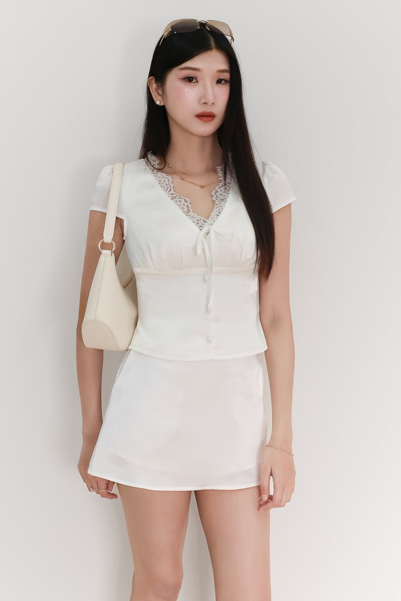 EVENT EXCLUSIVE | Serryn Satin Sleeved Co-ord Set in White