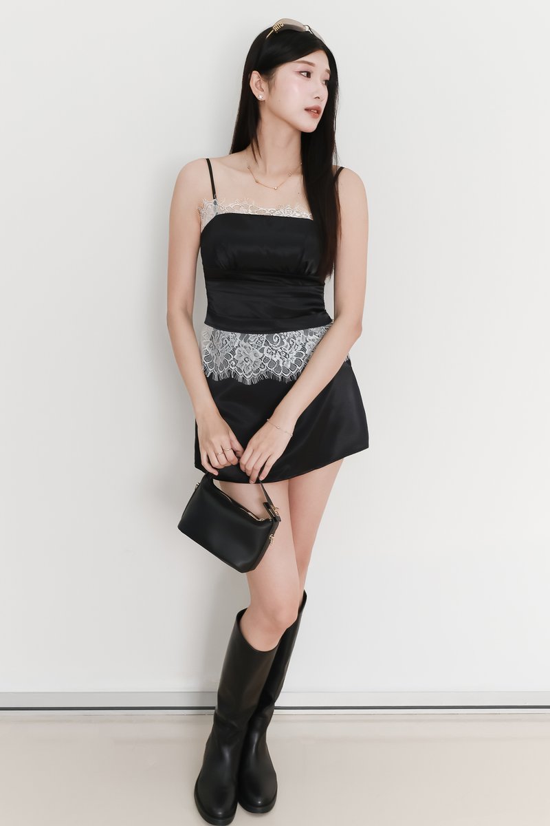 EVENT EXCLUSIVE | Serryn Satin Sleeveless Co-ord Set in Black