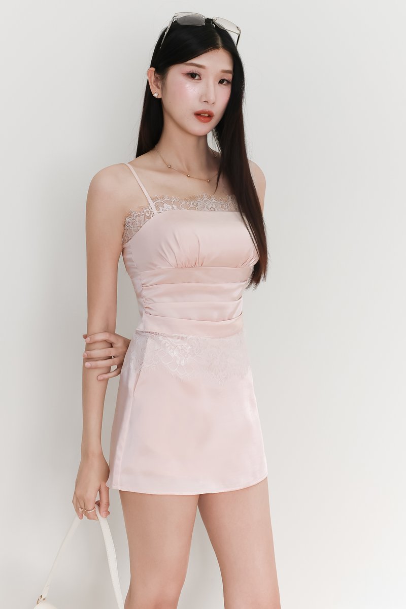 EVENT EXCLUSIVE | Serryn Satin Sleeveless Co-ord Set in Light Pink