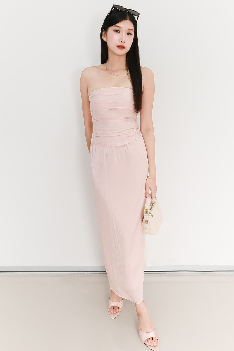 EVENT EXCLUSIVE | Taeci Textured Co-ord Midaxi Skirt in Light Pink